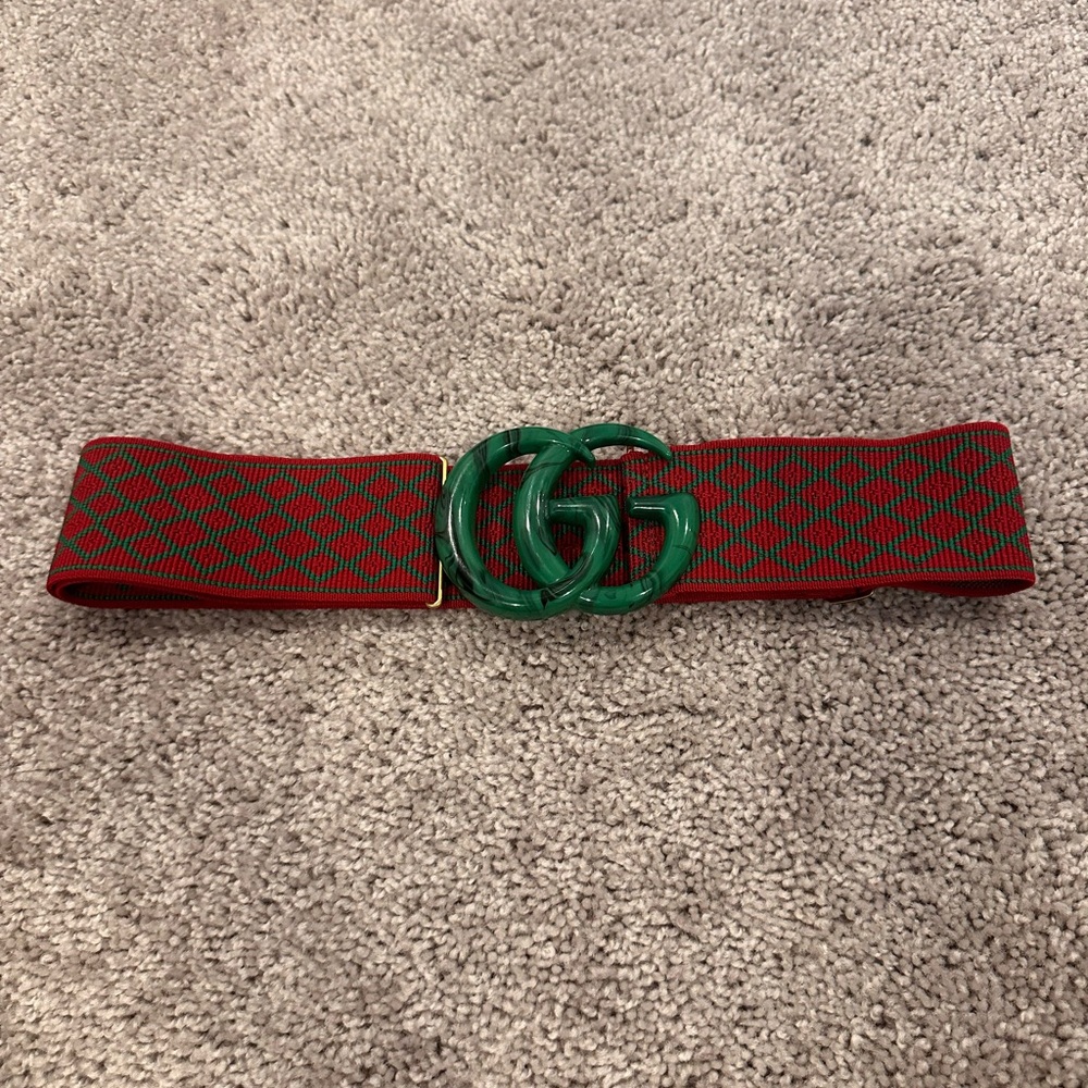 Gucci Green and Red Elastic Waist Belt